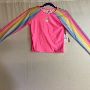 Justice Pink and Blue Rashguard Swimwear sun protection girls xl